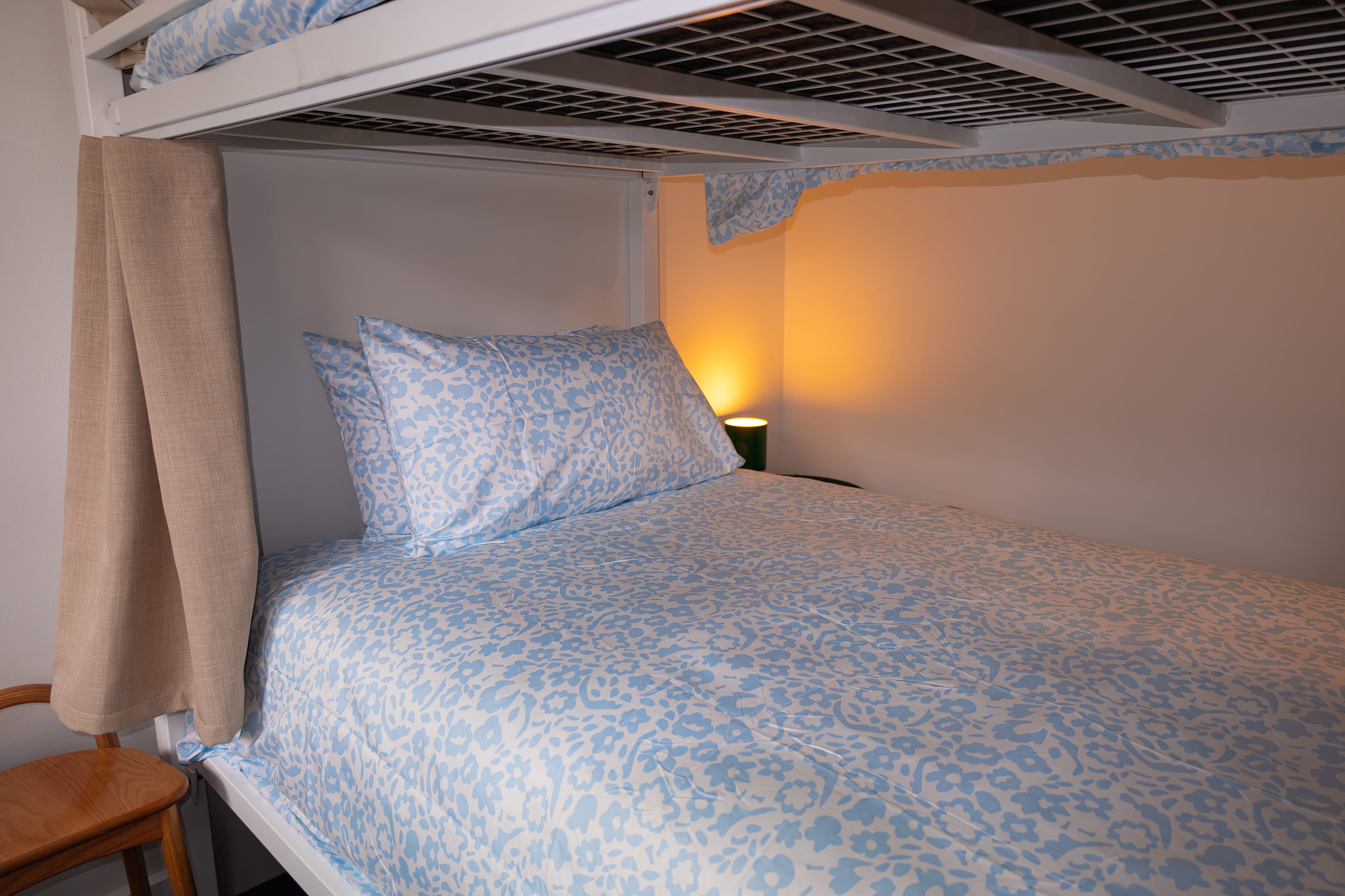 bunk bed with privacy curtains